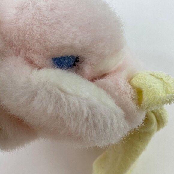 Vintage Plush Bunny Rabbit Stuffed Animal Rattle Toy Bunny With Yellow Blanket - Picture 6 of 8